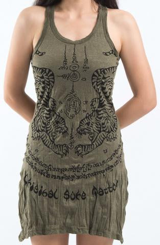 Womens Thai Tattoo Tiger Tank Dress - HalfMoonMusic