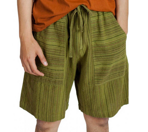 Mens Cotton Striped Pullstring Shorts - HalfMoonMusic
