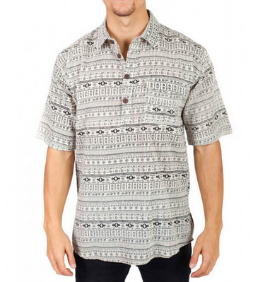 Mens Cotton Collared Button Kurta Pattern Shirt - HalfMoonMusic