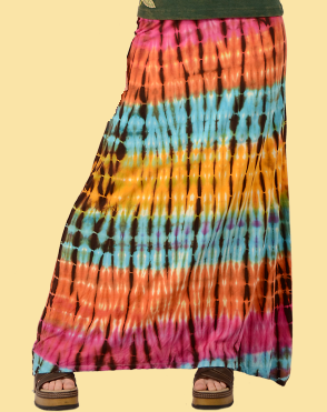 Womens Viscose Stretchy Tie-Dye Rainbow Mountain Skirt - HalfMoonMusic