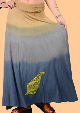 Womens Spandex Dip-Dye Back To The Garden Fern Skirt - HalfMoonMusic