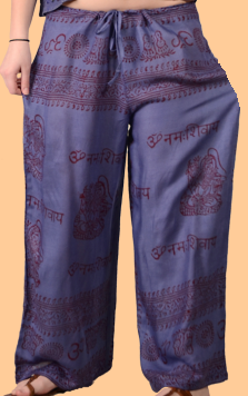 Womens Cotton Om Shanti Printed Wide-Leg Harem Pants - HalfMoonMusic