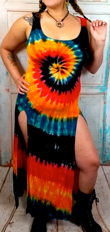 Womens Rayon Spandex Tie-Dye Diva Me Sleeveless Dress - HalfMoonMusic