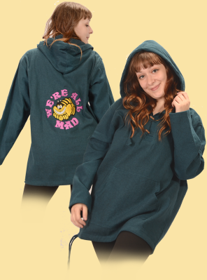Hand Embroidered Cheshire Cat We're All Mad Here Hoodie - HalfMoonMusic