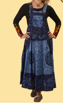 Womens Cotton Batik Fantasy Jumper Dress - HalfMoonMusic