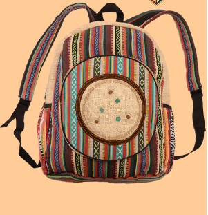Hemp Cotton Dreamcatcher Tribal Print Backpack - HalfMoonMusic