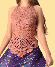 Womens Crochet Tie-Back Mandala Top - HalfMoonMusic