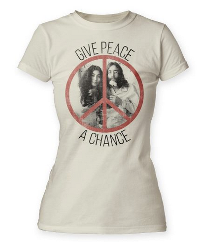 Womens John Lennon Give Peace A Chance T-Shirt - HalfMoonMusic