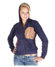 Womens Solid Color Stripe-Patched Hoodie - HalfMoonMusic