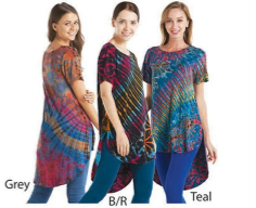 Womens Spandex Tie-Dye Stretchy Tunic Top - HalfMoonMusic