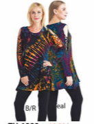 Womens Spandex Tie-Dye Long Sleeve Cold Shoulder Top - HalfMoonMusic
