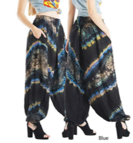 Womens Rayon Tie-Dye Elastic Ankle Harem Pants - HalfMoonMusic