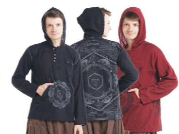 Mens Cotton Mandala Pullover Hooded Shirt - HalfMoonMusic