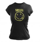 Womens Nirvana Smiley T-Shirt - HalfMoonMusic