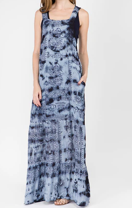 Womens Ram Nam Tie Dye Tiered Maxi Alyssa Dress - HalfMoonMusic