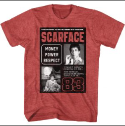 Mens Scarface Money Power Respect T-Shirt - HalfMoonMusic