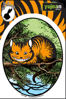 Alice In Wonderland Orange Cheshire Cat Sticker - HalfMoonMusic
