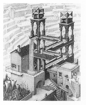 Waterfall Castle MC Escher Print - HalfMoonMusic