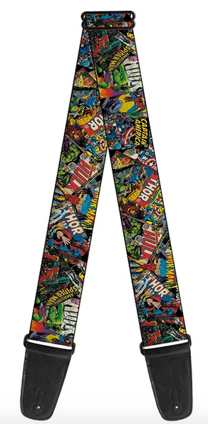 Retro Marvel Comics Collage Guitar Strap - HalfMoonMusic