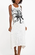 Womens Octopus Long Tank Dress - HalfMoonMusic