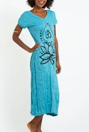 Womens V-Neck Lotus Ohm Long Dress - HalfMoonMusic