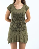 Womens Ohm Hamsa Hands Tunic Dress - HalfMoonMusic