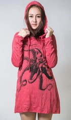 Womens Octopus Hoodie Dress - HalfMoonMusic