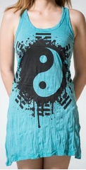 Womens Yin Yang Splatter Tank Dress - HalfMoonMusic