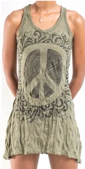 Womens Peace Sign Tank Dress - HalfMoonMusic