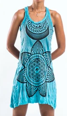 Womens Sacred Geometry Mandala Tank Dress - HalfMoonMusic