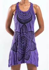 Womens Sacred Geometry Mandala Tank Dress - HalfMoonMusic