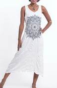 Womens Lotus Mandala Long Tank Dress - HalfMoonMusic