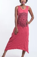 Womens Lotus Mandala Long Tank Dress - HalfMoonMusic