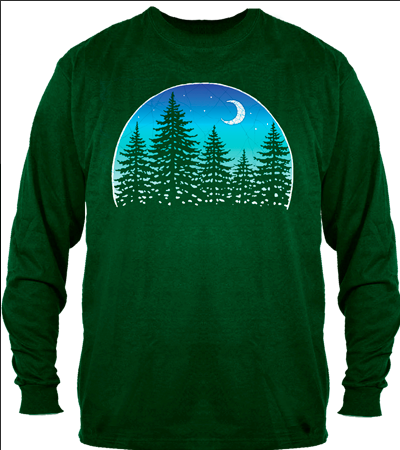 Mens Forest Moon Long-Sleeve T-Shirt - HalfMoonMusic
