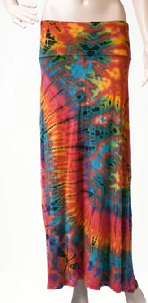 Womens Rayon Tie-Dye Mudd Mee Long Skirt - HalfMoonMusic