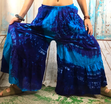 Womens Cotton Tie-Dye Super Flare Pants - HalfMoonMusic