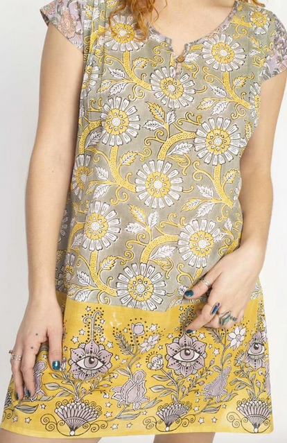 Womens Floral Eyes Tunic Top - HalfMoonMusic