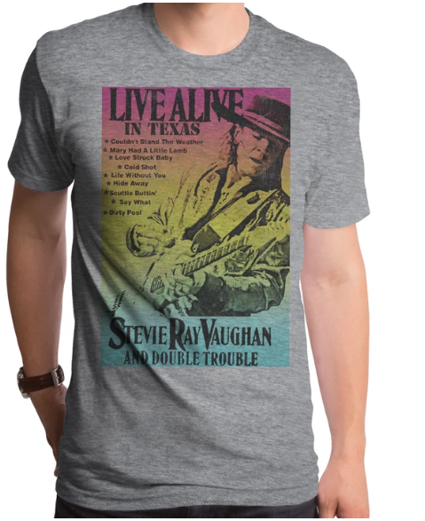 Mens Stevie Ray Vaughan Live Alive T-Shirt - HalfMoonMusic