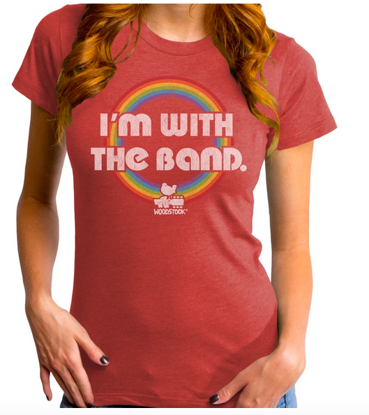 Womens Woodstock I'm With The Band T-Shirt - HalfMoonMusic