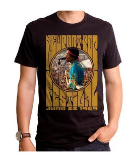 Mens Jimi Hendrix Newport Pop T-Shirt - HalfMoonMusic
