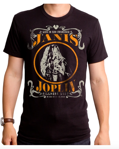 Mens Janis Joplin Live In San Francisco T-Shirt - HalfMoonMusic