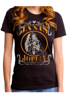 Womens Janis Joplin Live T-Shirt - HalfMoonMusic