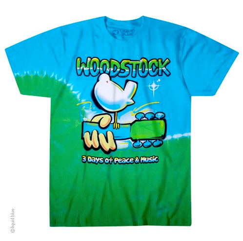 Mens Woodstock Graffiti Tie-Dye T-Shirt - HalfMoonMusic