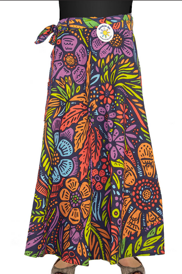 Womens 3D Lush Flower Wrap Skirt With Zip Pocket - HalfMoonMusic