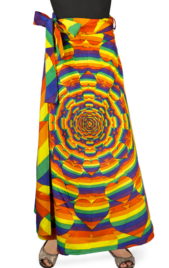 Womens 3D Equality Heart Rainbow Wrap Skirt With ZIp Pocket - HalfMoonMusic