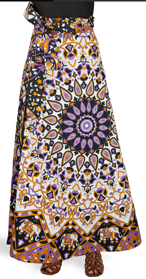 Womens 3D India Star Wrap Skirt With Zip Pocket - HalfMoonMusic