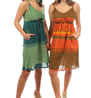 Womens Gabby Cotton Striped Pocket Cinch Dress - HalfMoonMusic