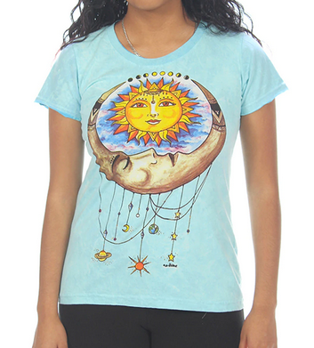 Womens Sun Moon Cotton T-shirt - HalfMoonMusic
