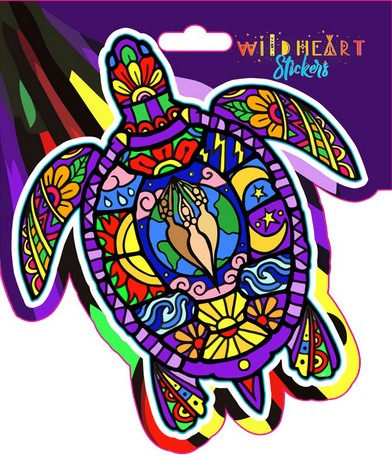 Multi-Color Sea Turtle Earth Sticker - HalfMoonMusic