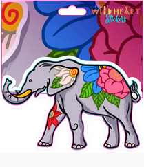 Floral Elephant Sticker - HalfMoonMusic